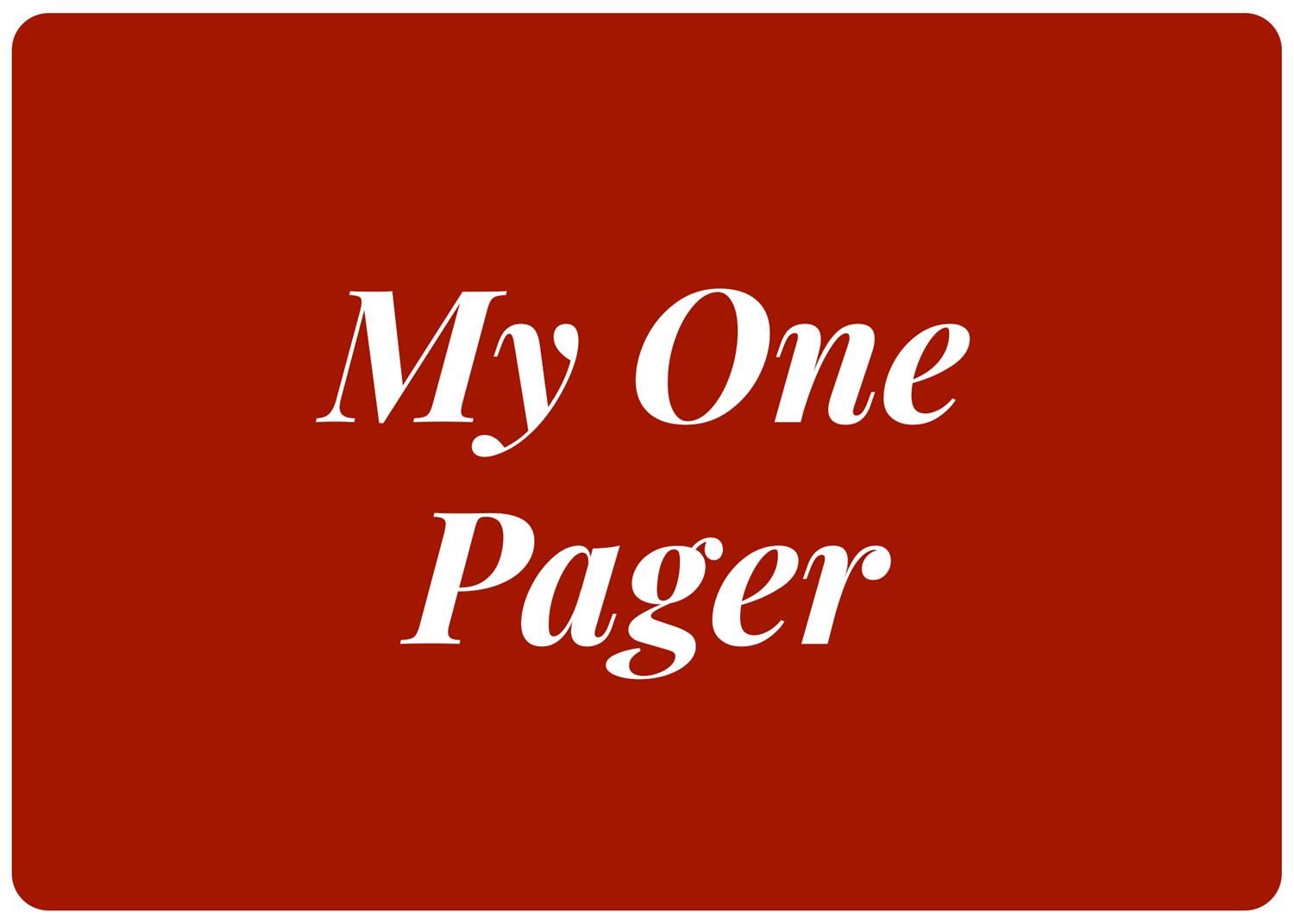My One Pager Button 